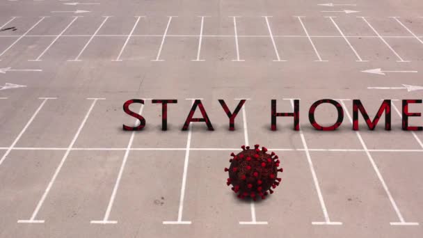 Stay Home Title Empty Parking Lot Coronavirus Covid Icon Concept — Vídeos de Stock