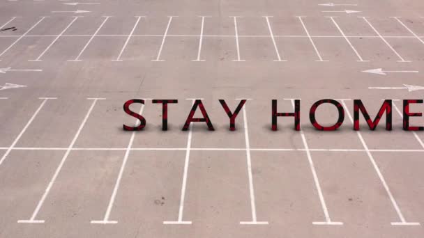 Stay Home Title Empty Parking Lot Coronavirus Covid Icon Concept — Stock Video