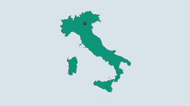 Mappa Italia Con Corona Virus Spread Illustration3D Rendering Italy Mappa — Video Stock