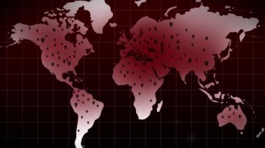 Coronavirus (COVID-19) animasyon arka planı. 4 bin. Döngü kipinde kusursuz covid-19 enfeksiyonu Dünya Haritası