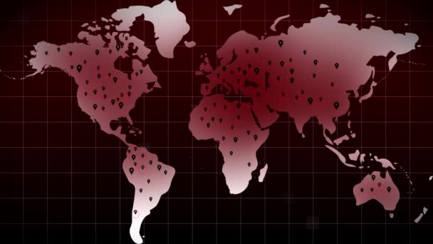 Fondo Animado Coronavirus Covid Seamless Loopworld Mapa Infección Covid Modo — Vídeos de Stock