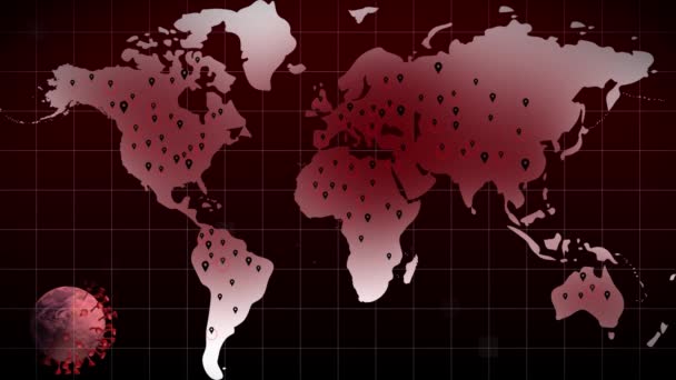 Fondo Animado Coronavirus Covid Seamless Loopworld Mapa Infección Covid Modo — Vídeos de Stock