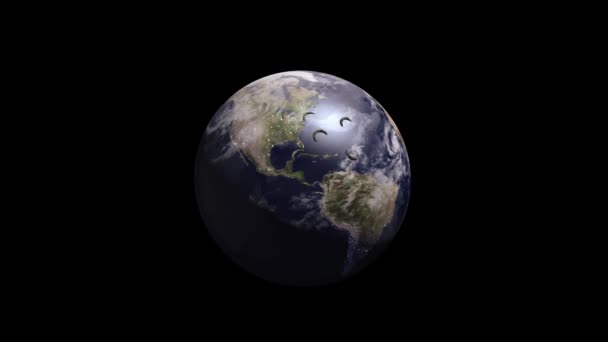 回転する地球はコロナウイルスCovid 19に変わり 3Dレンダリングイラストコロナウイルス細胞が広がる回転する地球の3Dアニメーション — ストック動画