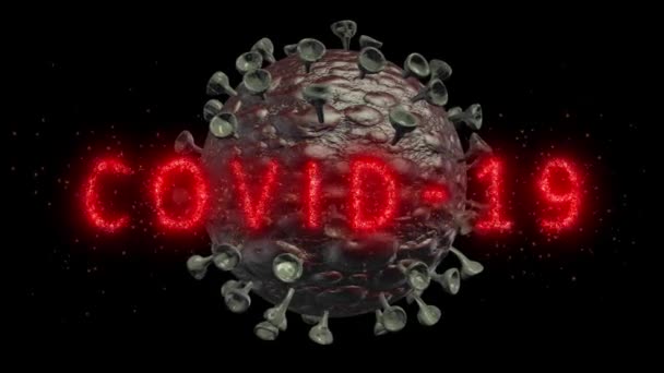 Cella Virus Corona Rotante Modalità Loop Con Titolo Covid Rendering — Video Stock