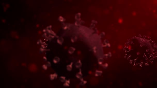 렌더링에서 회전하는 코로나 바이러스 바이러스 회전하고 움직이는 코로나 바이러스 공중에 — 비디오