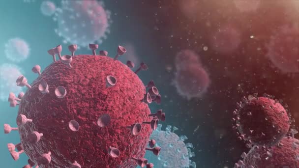 Coronavirus 2019 Ncov新颖的Coronavirus概念适用于亚洲流感的爆发 而Coronaviruses Influenza是一种危险的流感病毒株 显微镜病毒关闭 3D渲染 — 图库视频影像