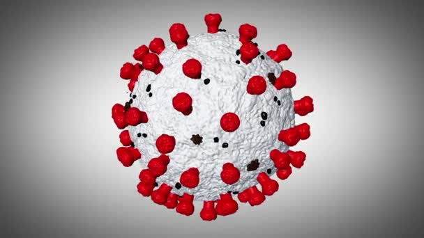 Coronavirus Covid Gri Arkaplan Üzerinde Kırmızı Taç Modeli Ile Döngü — Stok video