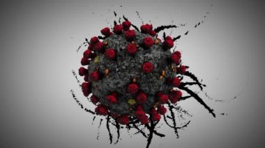 Coronavirus (covid-19) yayılım enfeksiyonu kavramı 3 boyutlu korkunç siyah soyut grunge enfeksiyonunu gri arka planda Corona virüsünün arkasına yaydı