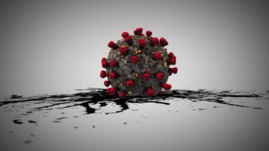 Coronavirus (covid-19) enfeksiyon yayıyor. Konsept 3 boyutlu Korkunç Kara Soyut grunge enfeksiyonu gri arka planda Corona virüsü altında yayılıyor.