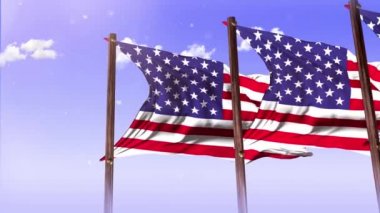 ABD bayrakları gökyüzü ve arka planda bulutlar, Dolly vurdu