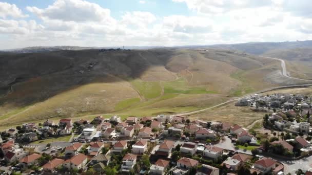 Judisk Bosättning Nära Öknen Flygfoto Hus Nära Öknen Israel Stad — Stockvideo