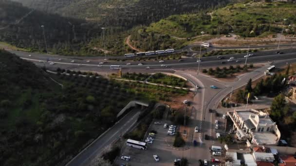 Jerusalem Tel Aviv Hauptstrasse Luftaufnahme Drohnenaufnahmen Der Berge Und Der — Stockvideo