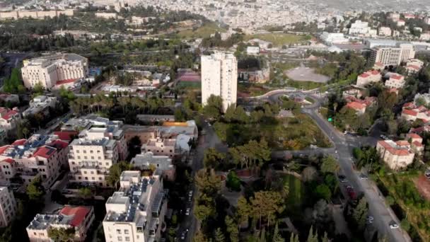 Centrum Jeruzalem Daken Luchtzichtdrone Beeldmateriaal Van Het Centrum Van Jeruzalem — Stockvideo