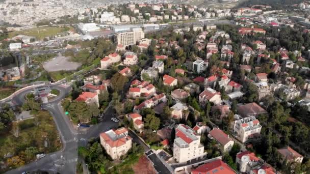 中心部エルサレムの屋根空中ビューエルサレムの建物の中心部のドローン映像 — ストック動画