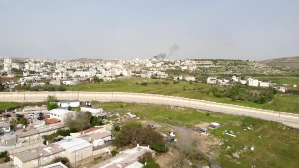 Security Fence Aerial Viewaerial Footage Israeli Palestine Wall Close Givon — Stock Video