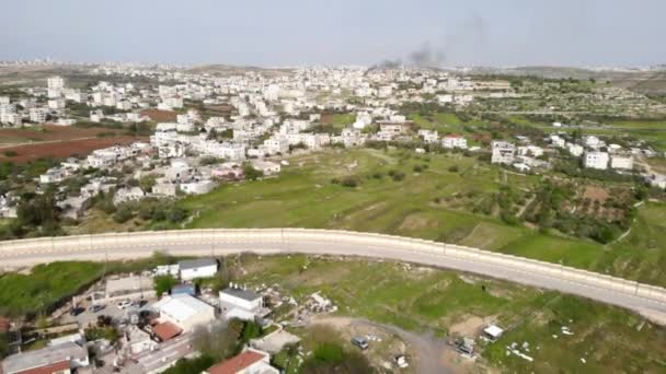 Security Fence Légi Felvételeklégi Felvétel Izraeli Palesztina Faláról Givonhoz Bir — Stock videók