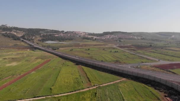 Vista Aérea Valla Seguridadimágenes Aéreas Del Muro Palestino Israelí Cerca — Vídeo de stock