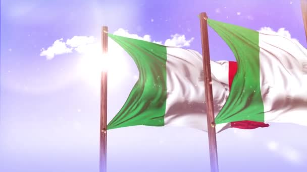 Italy Flags Flare Sky Clouds Background Dolly Shot — Stock Video