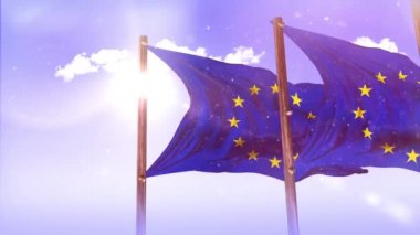 Birleşmiş Milletler bayrakları gökyüzü ve arka planda bulutlar, Dolly vurdu