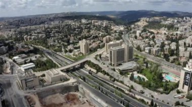 Jerusalem empty on  coronavirus Lockdown Begin Boulevard and hotels road-Aerial