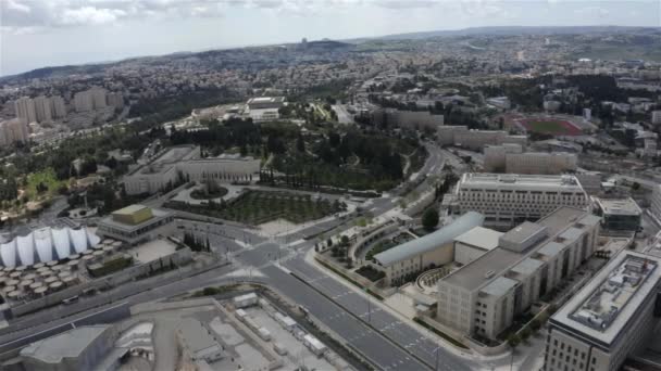 Coronavirus Lockdown Jerusalem empty streets, Government buildings-aerial — 图库视频影像