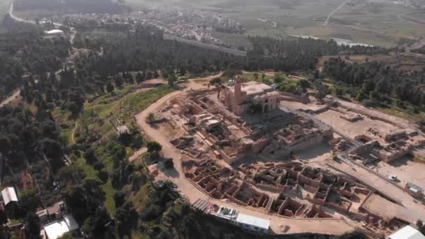 예언자 Aerial Viewdaylight Drone Shot Nebi Samuel National Park Jerusalem — 비디오