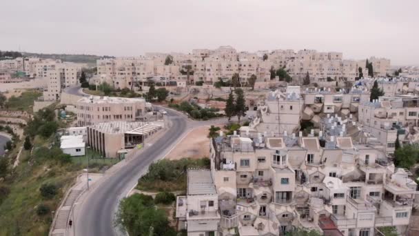 Flug Über Das Orthodoxe Jüdische Viertel Jerusalemluftaufnahme Über Das Orthodoxe — Stockvideo