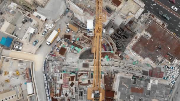 Jerusalem Construction Site Cranes Aerial Viewflying Cranes Construction Site Pisgat — Stock Video