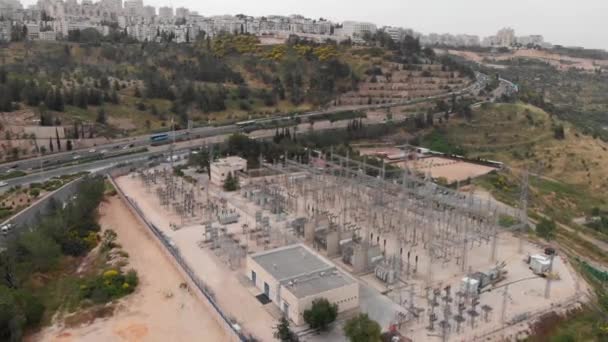 Πετώντας Πάνω Από Σταθμό Δύναμηςαεροφωτογραφία Του Σταθμού Ηλεκτροπαραγωγής Στην Ιερουσαλήμ — Αρχείο Βίντεο