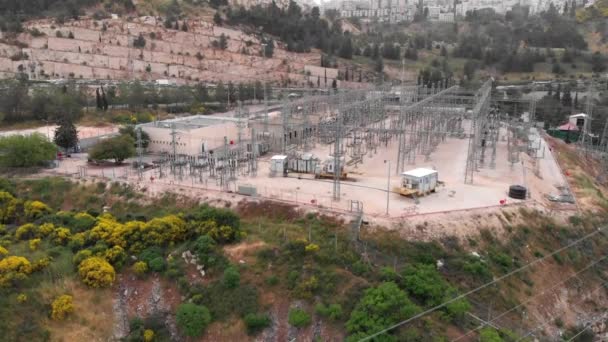 発電所の上空を飛ぶエルサレムの発電所の空中ビューイスラエル — ストック動画