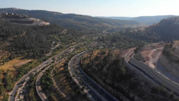 Voando Sobre Trilhos Ferroviáriosfilmagem Drones Trilhos Trem Jerusalém Israel — Vídeo de Stock