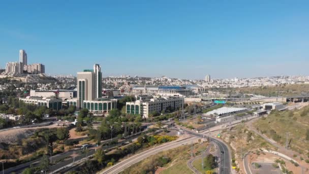 Paysage Jérusalem Avec Stade Peluchedrone Tourné Dessus Malha Dans Sud — Video