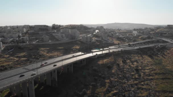 Traffico Ponte Gerusalemme Aereovolo Sul Traffico Ponte Gerusalemme Est Vicino — Video Stock