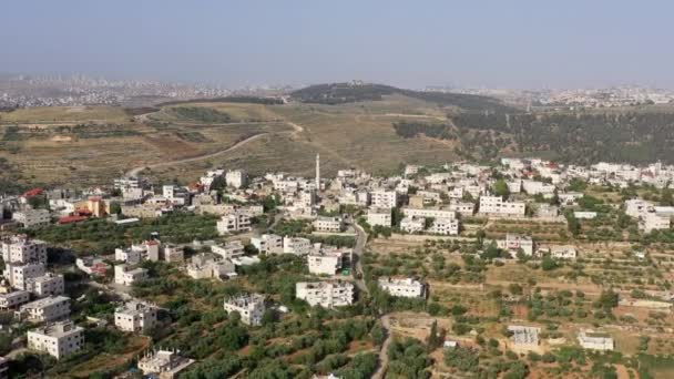 Palestijns Dorp Beit Surik Met Moskee Luchtzichtdrone Uitzicht Palestijns Dorp — Stockvideo