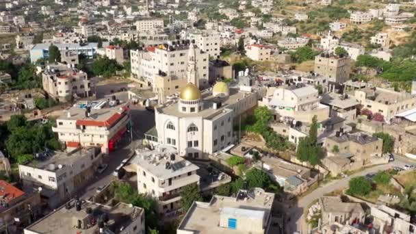 Luftaufnahme Der Goldenen Kuppel Der Hamas Der Palästinensischen Stadt Biddu — Stockvideo
