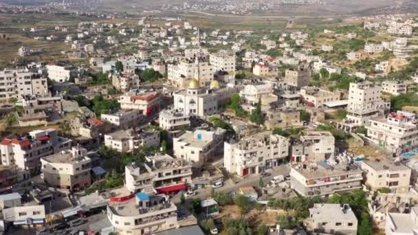 Aerial View Hamas Golden Dome Mosque Palestine Town Biddu Κοντά — Αρχείο Βίντεο