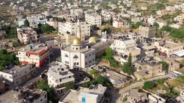 Aerial View Hamas Golden Dome Mosque Palestine Town Biddu Jerusalem — Stock Video