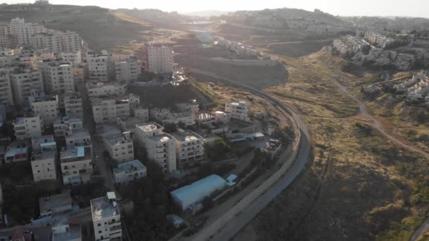 Drohnenblick Auf Den Sonnenuntergang Des Flüchtlingslagers Anata Jerusalem Juni 2020 — Stockvideo