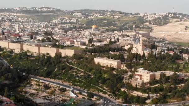 Drone Vista Del Centro Jerusalén Israel — Vídeo de stock