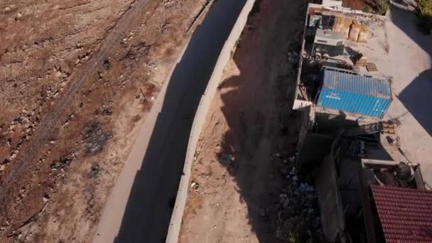 Camp Des Refuges Palestiniens Derrière Mur Béton Vue Aérienne Dolly — Video