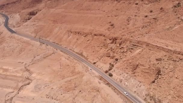 Пустеля Дорога Мертвому Морі Вид Повітря Літаючи Над Пустелею Дорогою — стокове відео
