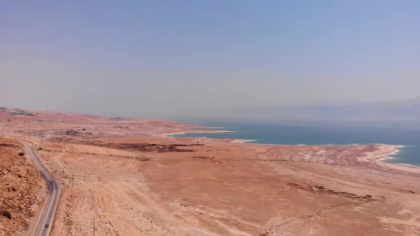 Nagy Kráter Víznyelő Halott Tenger Aerial View Flight Dead Sea — Stock videók