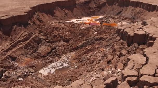 Mar Morto Paisagem Sinkholes Vista Drone Aéreo Voo Sobre Mar — Vídeo de Stock