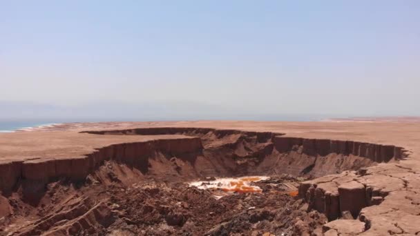 Büyük Çukur Krateri Ölü Deniz Havacılık Manzarası Ölü Deniz Manzarası — Stok video