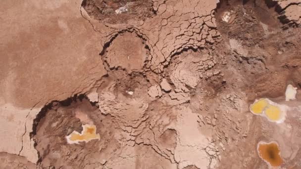 Dead Sea Landscape Sinkholes Aerial Drone View Flight Dead Sea — Stock Video