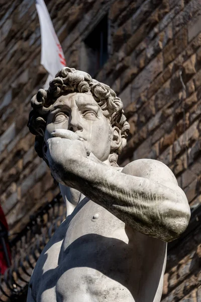 Estatuas Frente Antigua Fachada Del Edificio Florencia Toscana — Foto de Stock