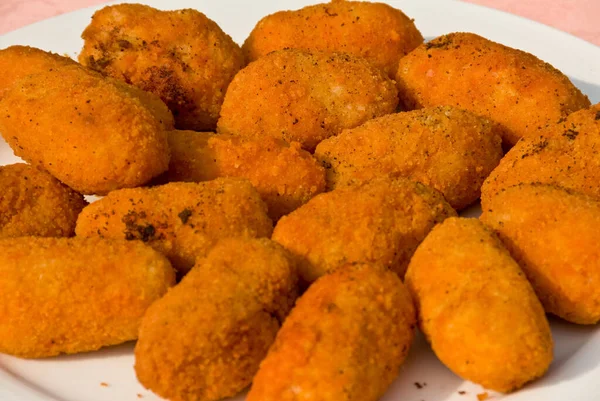 Croquetas Patata Son Aperitivos Sabrosos Atemporales Pecados Gula Que Puede — Foto de Stock