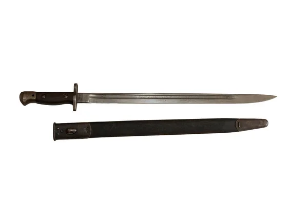 Messer Und Schwert Auf Weißem Hintergrund Isoliert — Stockfoto
