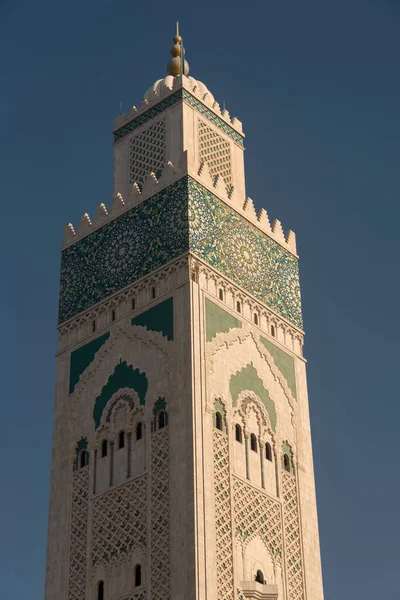 Minarett Einer Moschee Der Stadt Casablanca Marokko — Stockfoto