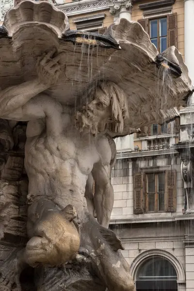 Der Brunnen Von Vier Flüssen Zentrum Der Historischen Stadt Rom — Stockfoto